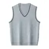 Chaleco de punto de lana con cuello en V transfronterizo para hombre, camiseta sin mangas de lana, suéter de punto sin mangas casual de negocios, chaleco