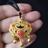 Colgante Cabeza de Buda Dorado Arena Anti-Vietnamita Collar de Oro Método Antiguo Joyería al por Mayor para Mujer Candado Ping An Xiangyun Colgante Sencillo para Pareja