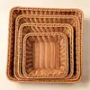 Cestas de Exibição para Vegetais, Cestas de Armazenamento para Frutas, Cestas de Bambu, Cestas de Exibição de Frutas em Rattan Sintético, Cestas Trançadas de Rattan, Cestas Quadradas para Pão