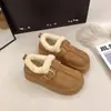 Sapatos Birkenstock de sola grossa para mulheres, quentes com forro de pelúcia, botas de neve para mulheres, novo estilo 2026, mocassins de inverno, sapatos felpudos, sapatos de algodão Birkenstock