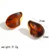 Pendientes de Resina con Forma de Gota de Lujo Ligero para Mujer, Pendientes Geométricos Irregulares de Acero Inoxidable de Ámbar a la Moda que No se Desvanecen