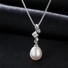 Colar de Prata 925 Pag&Mag para Mulheres Pérola de Água Doce 8-9mm Zircônia Micro-Cravejada Colar Geométrico Simples Atacado
