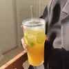 Copo de vidro para uso doméstico, alta capacidade, resistente a altas temperaturas, com tampa, canudo, copo de água, copo para chá com leite, copo de café, copo de bebida com aparência elegante