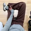 Jeans Melard de Pierna Recta Color Café para Mujer, Nuevo Estilo 2025, Forrados de Felpa, Marrón, de Tiro Alto, Corte Ajustado, Pantalones de Pierna Recta Estrecha Ancha hasta el Suelo