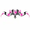 Pegatina de tatuaje temporal con forma de corazón en degradado rosa y negro con espinas y enredaderas para el pecho y la clavícula de las niñas
