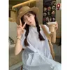 150 Camisa Vestido Corto para Hombre Rayas Francesas Manga Corta Estilo Vacaciones de Verano para Mujer Suelta Apilada Línea A Midi