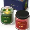 Copo de Vidro de Natal Vela Perfumada Lembrança Fragrância Cera de Soja Artesanal Óleo Essencial Vela Sem Fumaça Caixa de Presente de Natal