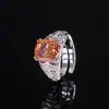 Joia Huabi Nova 2024 Fundo de Cobre Banhado a Ouro Diamante de Alto Carbono Corte Flor de Gelo Quadrado de Fertilizante Anel de Temperamento Conjunto de Cobre 10*12