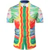 Camisa Masculina de Manga Curta com Estampa Floral Nova Moda Transfronteiriça de Verão Camisa Slim com Impressão Digital 3D Fabricante