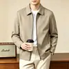 Nova jaqueta masculina business casual, jaqueta de lapela cor sólida com zíper, casaco masculino de outono e primavera