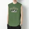 Camiseta sin mangas de algodón puro Chaleco para hombre Ropa exterior de verano Chaleco deportivo para fitness Valla Deportiva Chaleco de algodón estampado de moda Camiseta interior