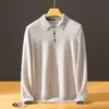 Otoño/Invierno 2026 Nuevo Suéter de Punto Fino de Seda Cachemir con Cuello Polo Manga Larga para Hombre Color Sólido Suéter de Cachemir para Negocios