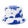 Sombrero de vaca Nuevo sombrero de pescador de imitación de piel de conejo estampado moda felpa sombrero cálido engrosado estilo callejero de celebridad de internet sombrero dulce