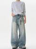 American Vintage cleanfit lavado jeans velho masculino e feminino solto emagrecimento casual perna larga reta calças da moda