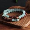 Nueva Pulsera de Estilo Chino Moda Versátil Ónix Rojo Piedra Rosa Jade Rojo Sándalo Cristal Pulsera Doble Círculo Explosiones de TikTok