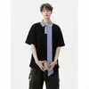 Camisa polo de manga corta de alta gama para hombre, con un estilo retro británico, adecuada para atuendos business casual, hecha de tela de punto fina y transpirable de seda de hielo, con un cuello polo clásico