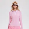 Traje de Yoga Caijue Transfronterizo con Solapa para Mujer, de Manga Larga, Ajustado, para Deportes al Aire Libre como Golf y Yoga
