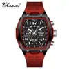 Reloj Luz de la Mañana Forma de Barril para Hombre Pantalla Dual Deportivo Esfera Grande Multifuncional Transfronterizo Reloj de Cuarzo para Estudiantes