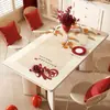 Mantel Individual Rojo de Año Nuevo, Impermeable y a Prueba de Aceite, Mantel sin Lavado, Mantel para Mesa de Café con Ambiente Festivo, Mantel Protector de Mesa Anti-Escaldaduras