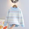 Suéter para Niñas Otoño e Invierno Nueva Moda Bebé Forrado de Polar Parte Superior Otoño Infantil Mediano y Grande Camiseta Base de Punto Moderna
