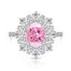 Anillo Caliente de TikTok de Venta Rápida, Piedra Preciosa de Colores, Anillo Completo de Diamantes con Corte Flor de Hielo Huevo de Paloma para Mujeres, Anillo Súper Brillante de Diamante de Alto Carbono con Forma de Huevo, Dropshipping en Transmisión en Vivo
