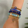 Pulsera de Concha de Palma con Ojo de Diablo y Perlas con Diamantes Ojo Turco Azul Ojo de Gato Pulsera Transfronteriza Más Vendida para Mujeres