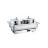 Fogão de Buffet Transfronteiriço de Aço Inoxidável Panela Térmica para Sopa Mingau Sopa Quente Aquecimento a Álcool e Isolamento Fogão de Sopa de Cabeça Dupla Balde de Sopa para Buffet Café da Manhã