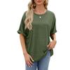 Sudeste Asiático Transfronterizo Primavera y Verano Tallas Grandes Holgado Casual Color Sólido Longitud Media Camisetas Tops Comercio Exterior Al por Mayor