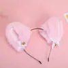 Tiara de Pelúcia com Orelhas de Gato Fofa Gola com Laço de Celebridade da Internet Grampo de Cabelo de Orelha de Gato Escura de Halloween