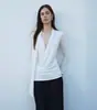 Mesmo estilo de Xu LuyangRUTHES Top de Tricô de Acetato Branco com Drapeado e Decote V com Design Plissado