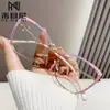 Processamento e Personalização de Óculos Planos Cat-Eye Anti-Luz Azul, Óculos da Moda com Cores Contrastantes Tendência, Armações Estilo Preppy, Óculos Decorativos Lisos