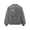 Moletom Hobby Letter Estampa Graffiti Lavado Flor Frita Gola Redonda Primavera e Outono Masculino Solto Vintage Pulôver Roupa Esportiva Tendência