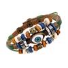 Joyería Popular Europea y Americana, Pulsera Europea y Americana de Cuero con Ojo de Cuentas, Pulsera Ajustable de Cuero Genuino para Hombres y Mujeres