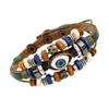Pulseira de couro de olho de boi estilo europeu e americano AliExpress transfronteiriça com contas tecidas multicolorida tamanho ajustável pulseira de couro