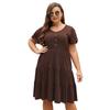 Vestido de Mujer de Tallas Grandes Transfronterizo Europeo y Americano de Amazon con Botones Delanteros, Dobladillo con Volantes y Bolsillos, Elegante y con Estilo