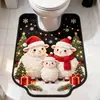 Tapete de Chão de Cordeiro de Natal Desenho Animado Tapete Absorvente de Água para Banheiro de Lama Diatomácea Tapete de Pé em Forma de U para Vaso Sanitário Resistente ao Desgaste Tapete Decorativo