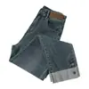 Pantalones Cigarrillo Gris Cemento para Mujer Otoño 2023 Nuevos de Cintura Alta Aspecto Adelgazante Empalmado Jeans Rectos de Nueve Puntos para Personas Bajas
