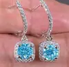 Brincos Femininos Europeus e Americanos Transfronteiriços Mais Vendidos Exquisitos com Zircônia de Diamante Completo Brincos Quadrados Redondos Simples de Moda Versátil Brincos