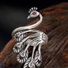 Anillo de Pavo Real Fog Lin para Mujer Anillo Largo Estilo Étnico Retro Mate Personalidad Abierto Anillo Ajustable Outlet de Fábrica