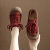 Zapatos de Pedido Exterior Dongguan Talla Grande 43 Zapatos de Mujer Piel Genuina Versátiles Zapatos Retro Redondos Planos Color Retro Lavado Tenis de Estudiante para Mujer