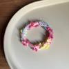 Lindo Gato Colorido Cuerda Mordisqueable Estudiante Dulce Alta Elasticidad Pulsera de Pareja Doble Propósito Combinable Corazón de Niña Anillo para el Cabello