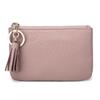 Mini monedero para mujer, de piel auténtica, con cremallera y bolsillo sencillo para llaves.