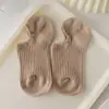 Calcetines para Mujer, Estilo Verano, Delgados, Color Sólido, Casual, Versátiles, Simples, Cortos, Bajos, Color Caramelo, Calcetines Invisibles