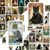 50 nuevas cartas de tarot con grafitis de gatos, todo tipo de pegatinas decorativas impermeables de estilo retro, disponibles al por mayor.