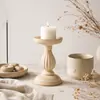 Estilo Nórdico Columna Romana Retro Portavelas de Madera Blanco en Blanco Adorno Decorativo Liso Sin Terminar Estilo Casa de Huéspedes Accesorios para Fotografía