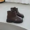 Nuevas botas de cuero para niños estilo coreano, botas para niñas, botines para bebé, botas Martin para niños, zapatos de cuero negros