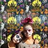Transfronteiriça nova cortina de seda de chuva festa de Halloween layout de fundo tema de férias cor tira decoração cortina de seda de chuva atacado