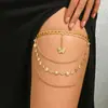 Zhu Ru Roupa Venda Quente Transfronteiriça Joia Moda Pingente de Borboleta Corrente de Strass Franja Anel de Coxa H0049
