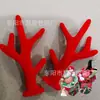 Acessórios de Galhadas de Rena de Natal Artificiais Aveludadas, Galhadas Grandes Vermelhas e Marrons, Acessórios de Cabelo DIY, Materiais de Embalagem Floral, Fonte de Suprimentos
