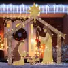 Belén Iluminado de 6 Pies con 250 Luces para Navidad, Sagrada Familia, Fiesta Navideña en Interiores, Decoración de Jardín